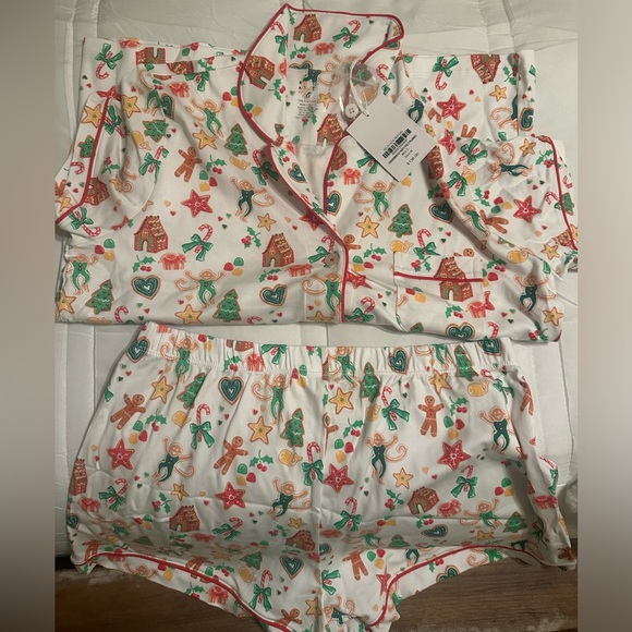 Roller Rabbit Gingerbread Party Holiday Christmas Polo Pajamas Size MEDIUM NWT - Picture 3 of 5